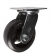 Колесные опоры большегрузные поворотные, литая черная резина, чугунный обод, платформенное крепление, роликоподшипник  (SCd63 (29))
